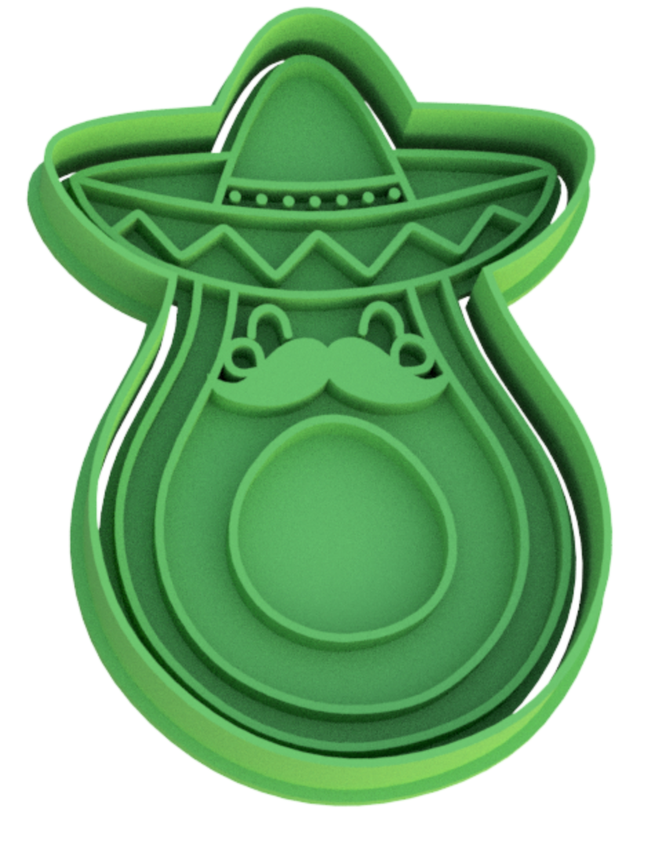 Fiesta Avocado Sombrero Cookie Cutter & Stamp