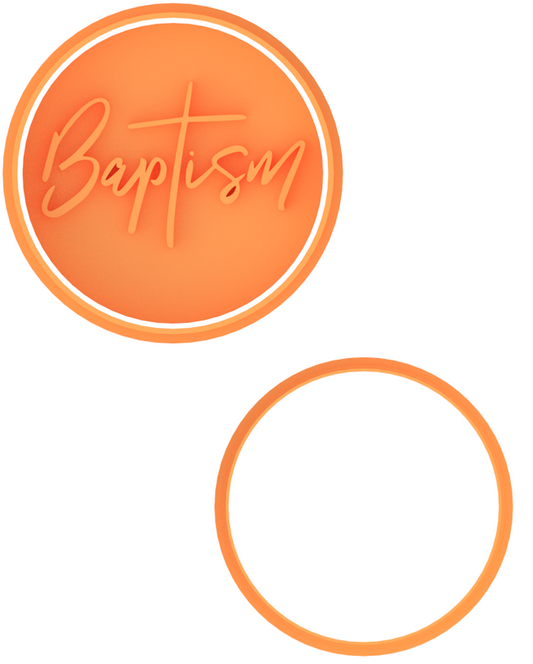 Baptism Round Cookie Cutter & Stamp