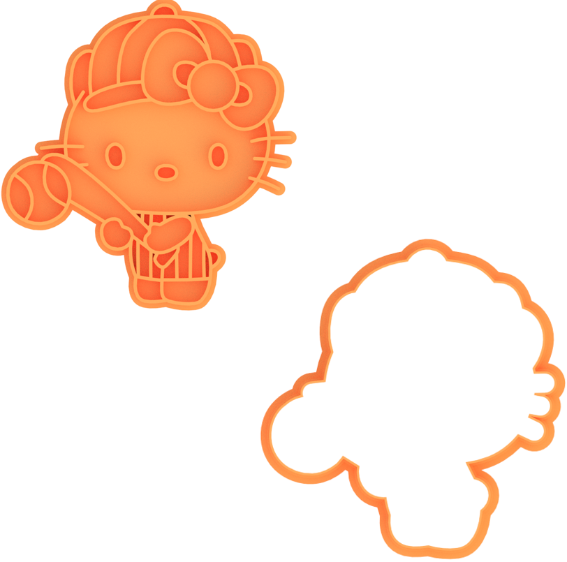 Hello Kitty Baseball Cookie Cutter & Stamp