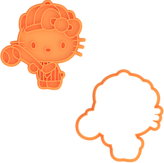 Hello Kitty Baseball Cookie Cutter & Stamp
