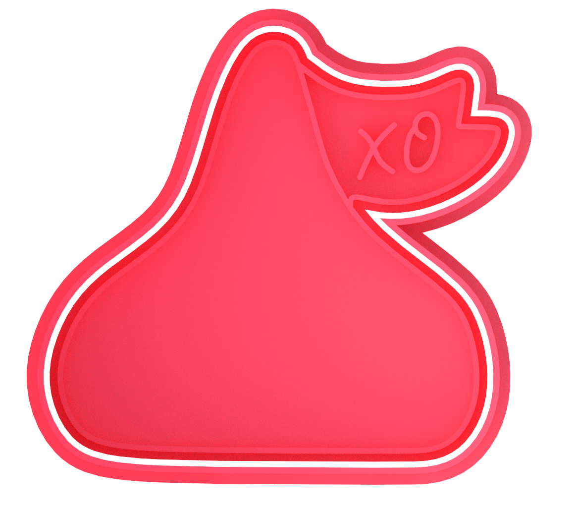 Valentine's Day Hershey Kiss Chocolate Cookie Cutter & Stamp