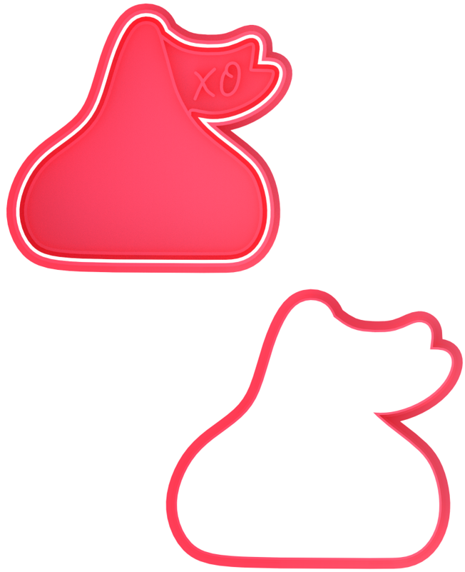 Valentine's Day Hershey Kiss Chocolate Cookie Cutter & Stamp