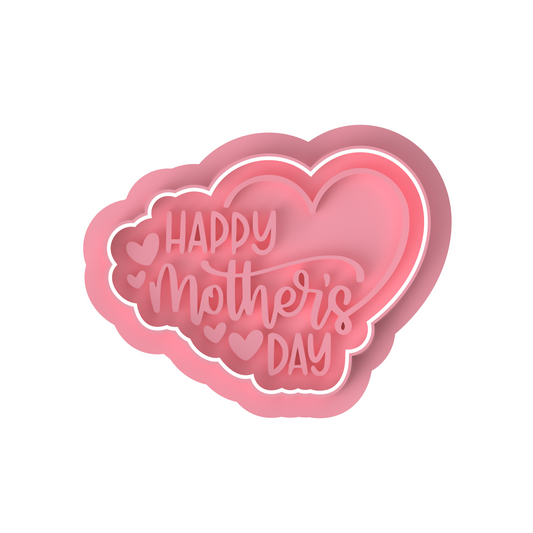 Happy Mother's Day Heart Cookie Cutter & Stamp