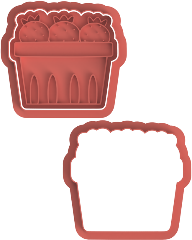 Strawberry Basket ONE Birthday Cookie Cutter & Stamp