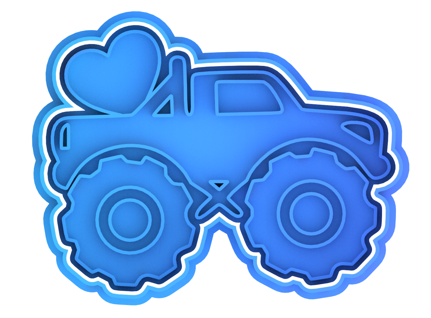 Valentine's Day Monster Truck Jam Cookie Cutter & Stamp