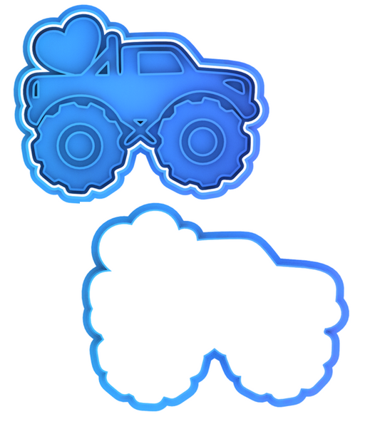 Valentine's Day Monster Truck Jam Cookie Cutter & Stamp
