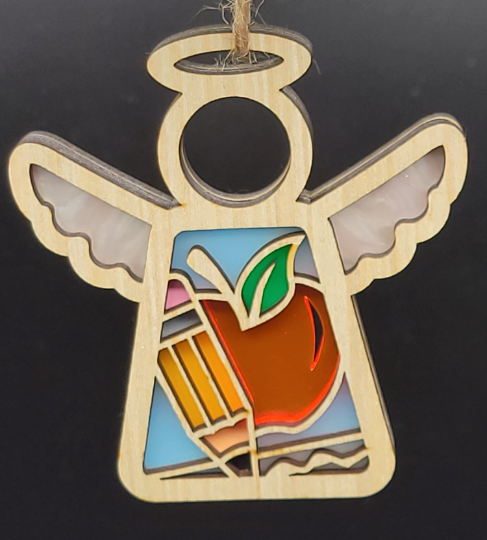 Teacher Ornament Angel Wooden & Acrylic