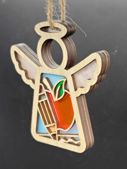 Teacher Ornament Angel Wooden & Acrylic