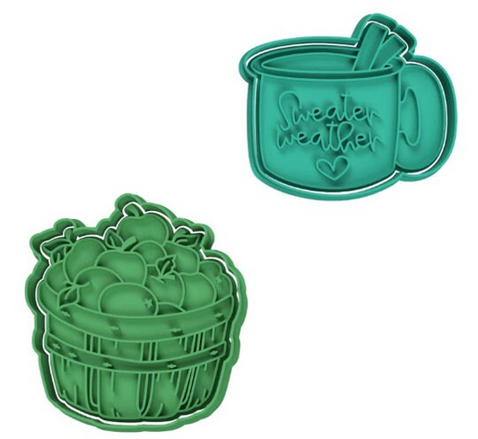 Apple Cider and Apple Basket Cookie Cutter & Stamp