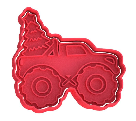 Christmas Holiday Monster Truck Jam Cookie Cutter & Stamp