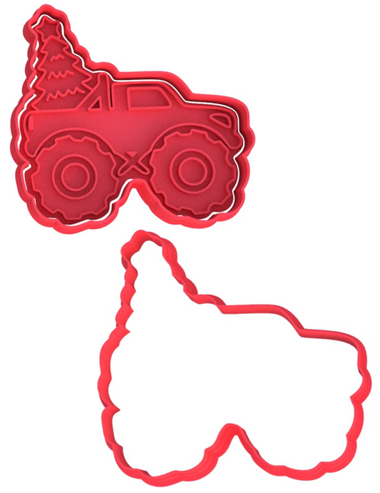 Christmas Holiday Monster Truck Jam Cookie Cutter & Stamp