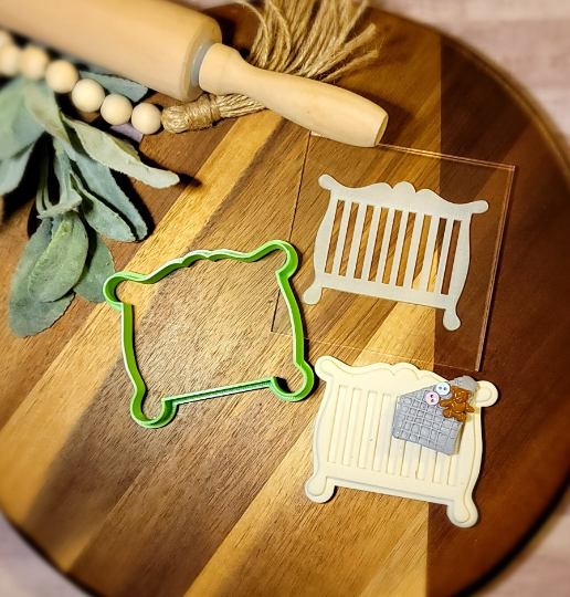Fondant Acrylic Baby Crib Debosser Embosser