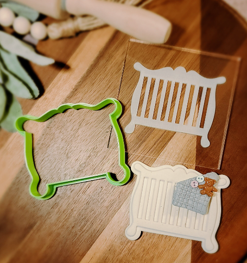 Fondant Acrylic Baby Crib Debosser Embosser