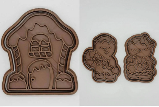 Gingerbread House Boy Girl Cookie Cutter & Stamp