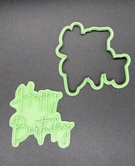Happy Birthday Script Cookie Cutter & Stamp