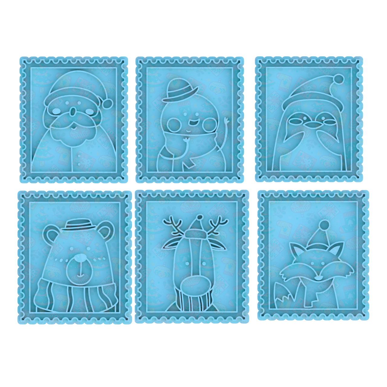 Christmas Postage Stamps Cookie Cutter & Stamp