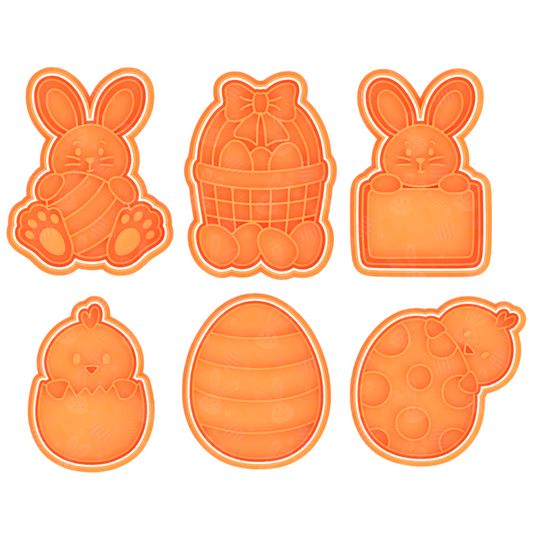 Easter Bunny Egg Basket Cookie Cutter & Stamp