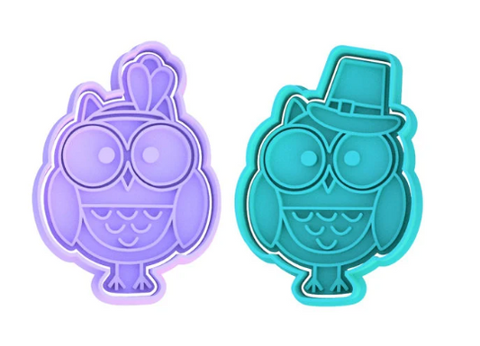 Thanksgiving Pilgrim Owls Cookie Cutter & Stamp