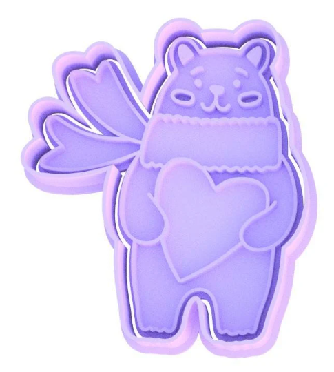 Valentine's Day Sweater Bear Cookie Cutter & Stamp