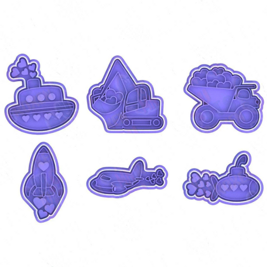 Valentine's Day Love Boat Truck Cookie Cutter & Stamp