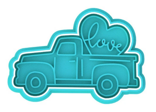 Valentine's Day Love Truck Cookie Cutter & Stamp