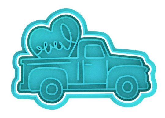 Valentine's Day Love Truck Cookie Cutter & Stamp