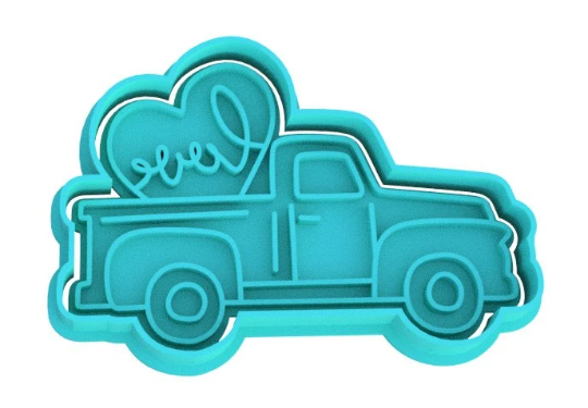 Valentine's Day Love Truck Cookie Cutter & Stamp