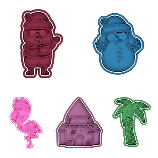3D Printed Beach Christmas / Holiday Cookie Cutters & Stamps SunshineT Shop