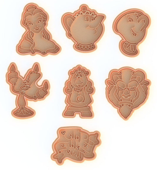 3D Printed Beauty and the Beast Cookie Cutters & Stamps SunshineT Shop