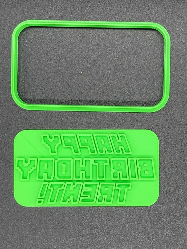 3D Printed CUSTOM Minecraft Birthday Cookie Cutter & Stamp SunshineT Shop