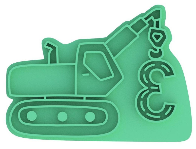 3D Printed Construction Crane Number Cookie Cutters & Stamps SunshineT Shop