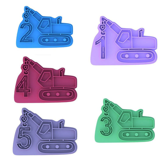 3D Printed Construction Crane Number Cookie Cutters & Stamps SunshineT Shop