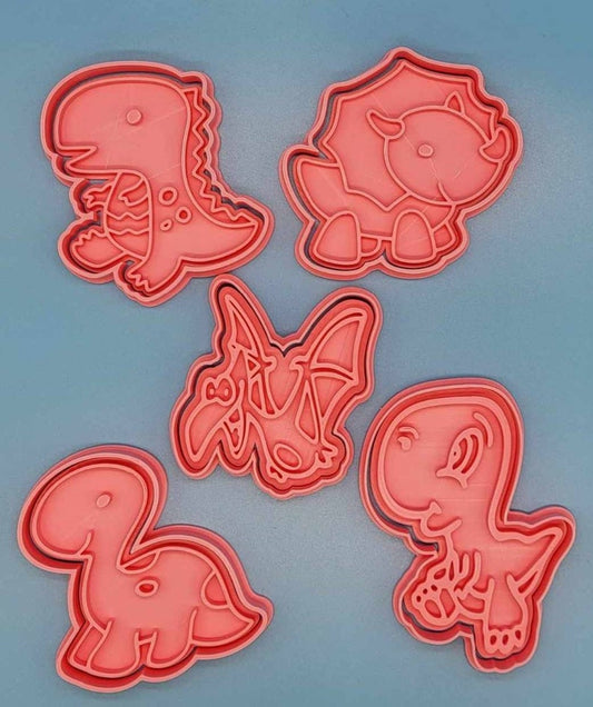 3D Printed Dinosaur set (5) - Cookie Cutter and Stamp SunshineT Shop