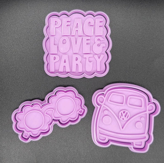 3D Printed Groovy/Hippie/Flower Cookie Cutters & Stamps SunshineT Shop