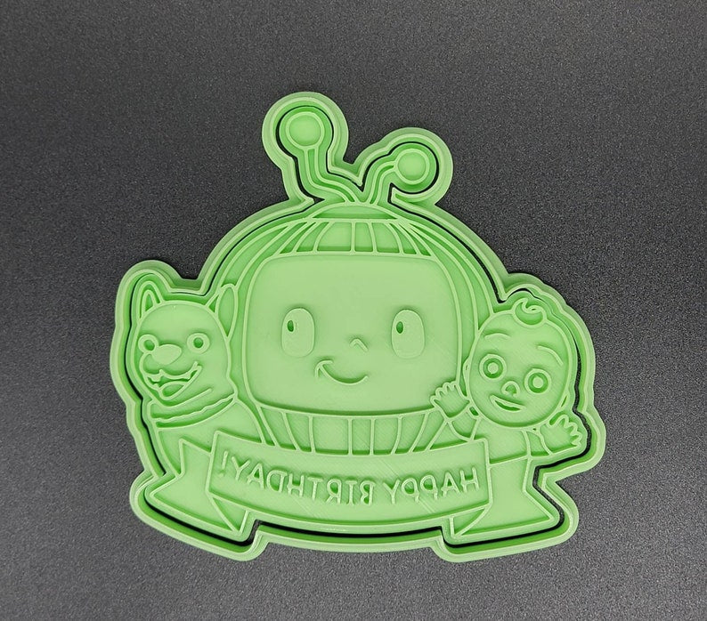 3D Printed Happy Birthday Cocomelon Cookie Cutter & Stamp SunshineT Shop