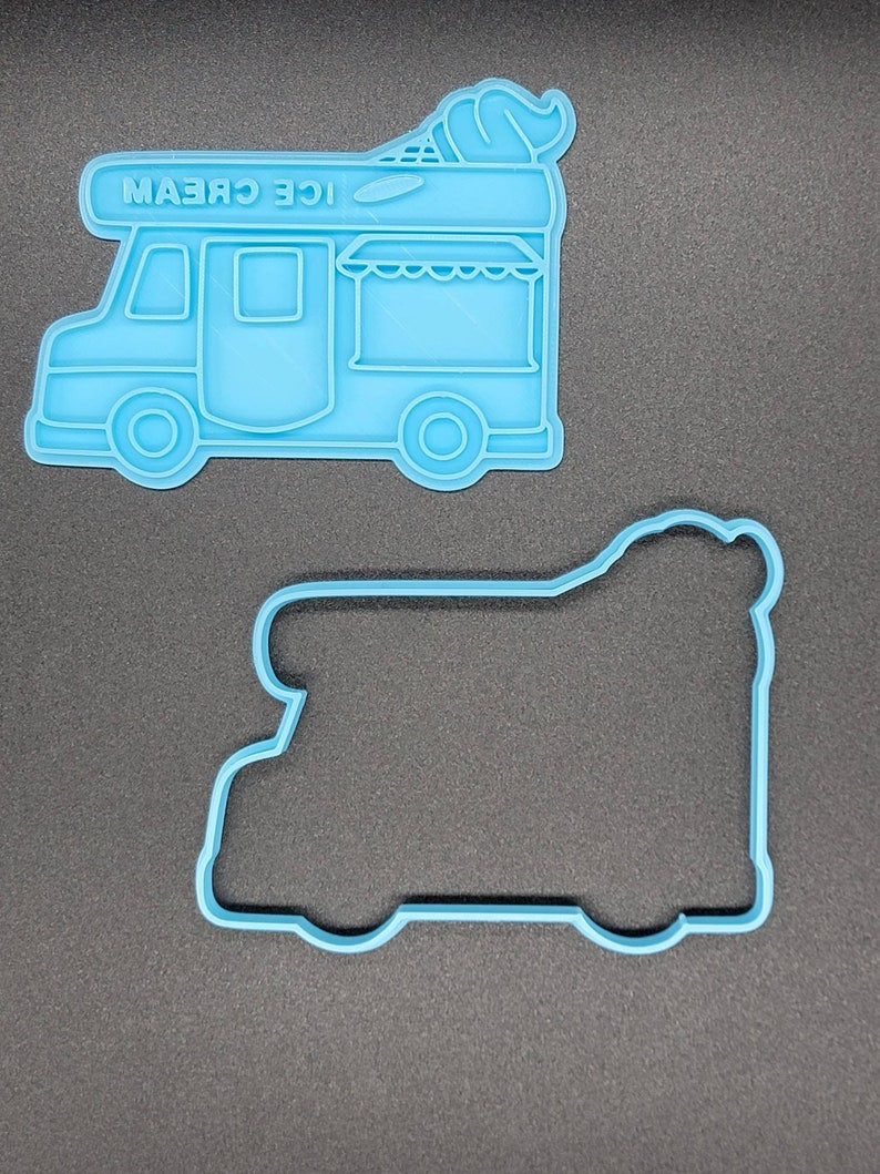 3D Printed Ice Cream Truck and Cone Cookie Cutter & Stamp SunshineT Shop