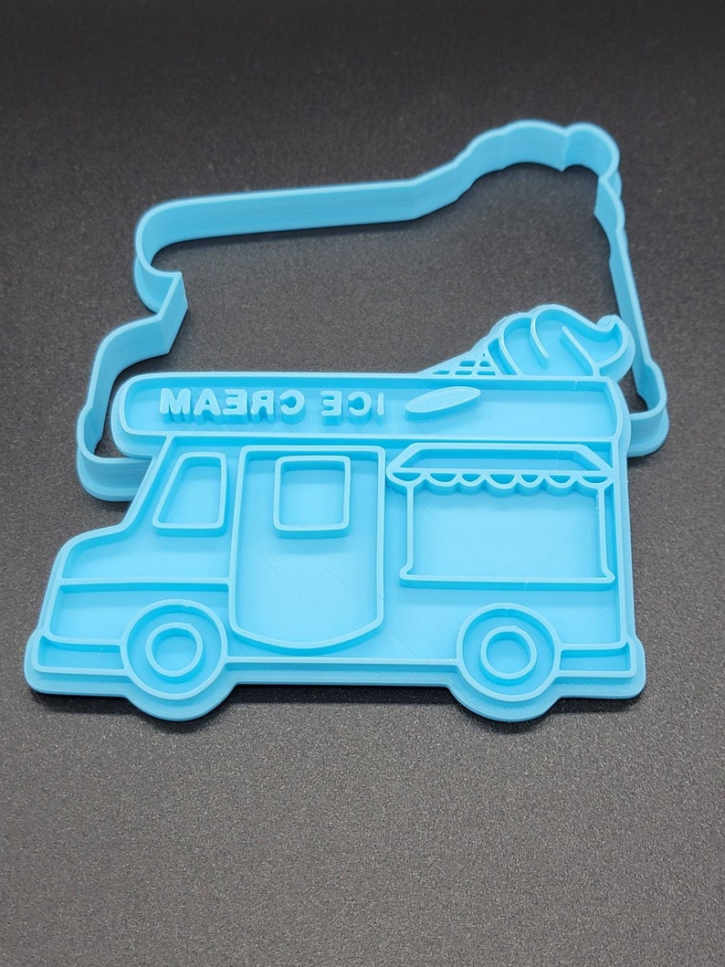 3D Printed Ice Cream Truck and Cone Cookie Cutter & Stamp SunshineT Shop