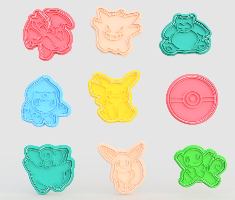 3D Printed Pokemon Cookie Cutter and Stamp SunshineT Shop