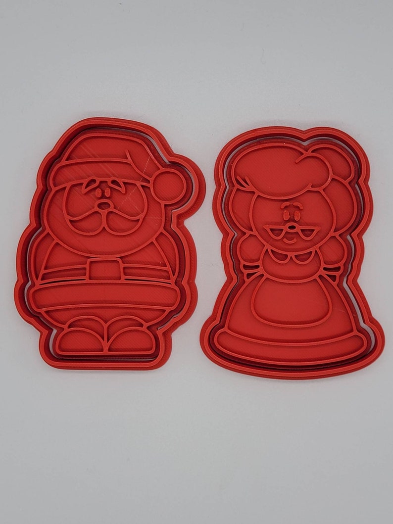 3D Printed Santa and Mrs. Claus Cookie Cutter & Stamp SunshineT Shop