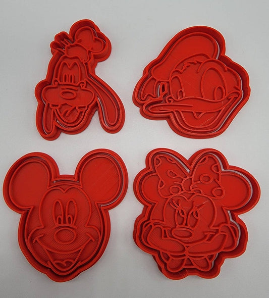 3D Printed Set of (4) Disney Characters Cookie Cutters & Stamps SunshineT Shop