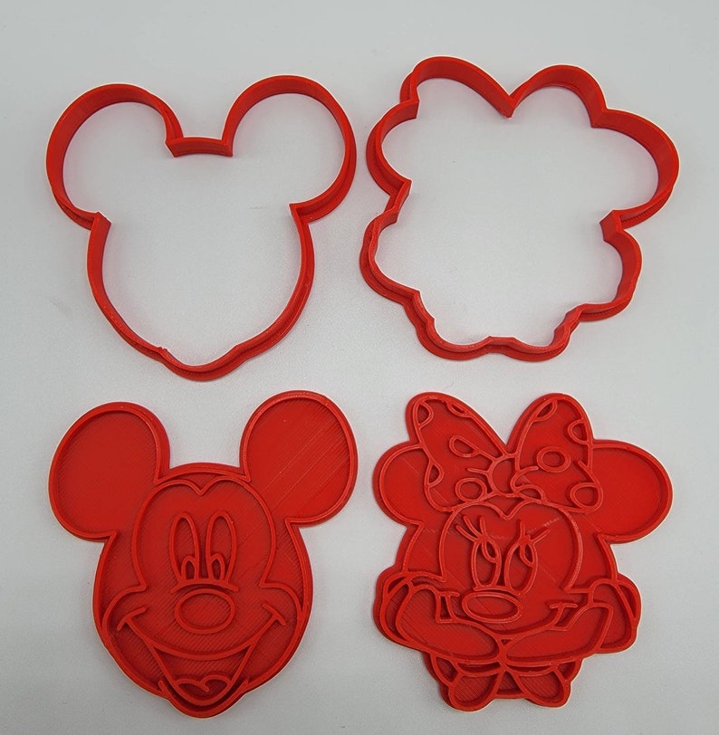 3D Printed Set of (4) Disney Characters Cookie Cutters & Stamps SunshineT Shop