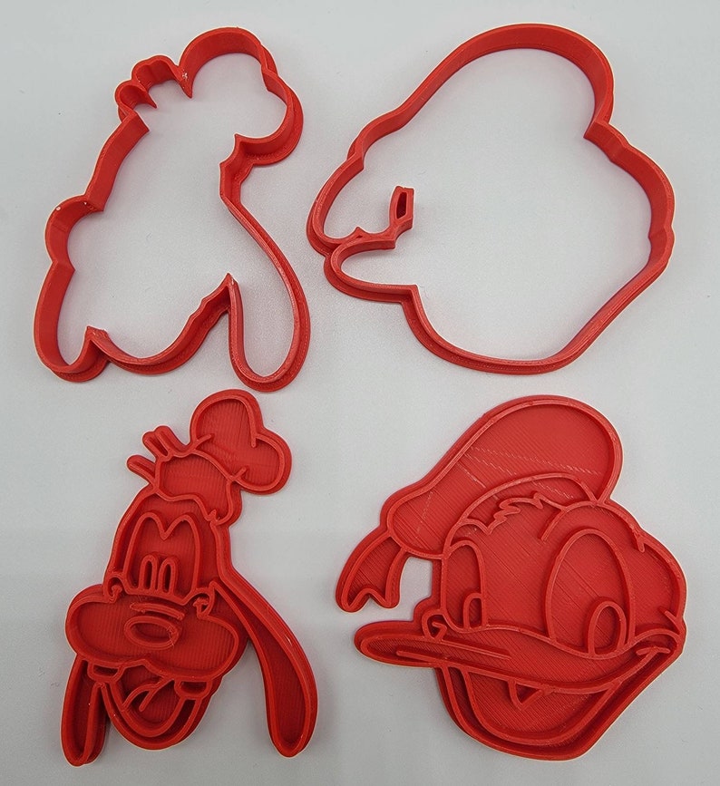 3D Printed Set of (4) Disney Characters Cookie Cutters & Stamps SunshineT Shop