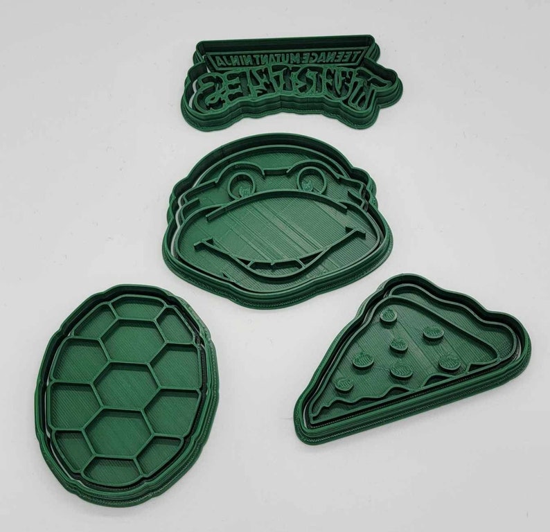 3D Printed Set of (4) Ninja Turtles Cookie Cutters and Stamps SunshineT Shop