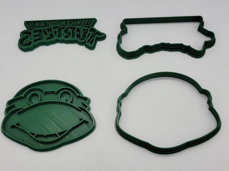 3D Printed Set of (4) Ninja Turtles Cookie Cutters and Stamps SunshineT Shop