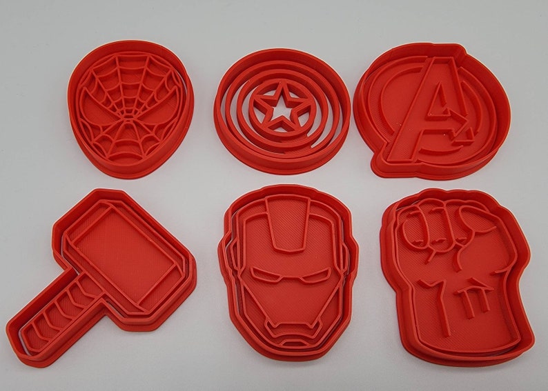3D Printed Set of (6) Superheroes Cookie Cutters & Stamps SunshineT Shop