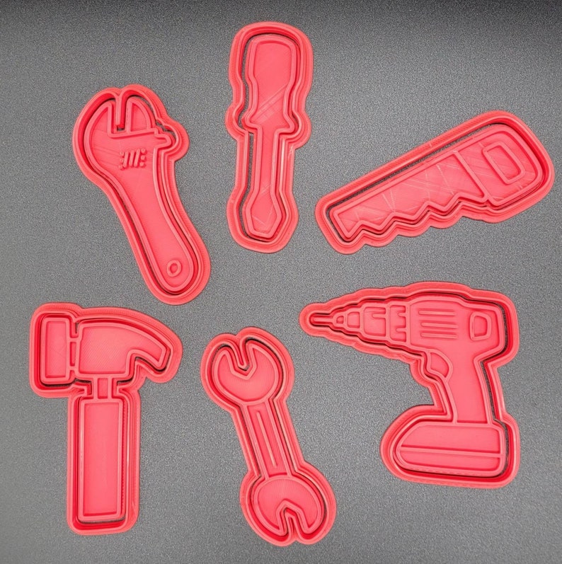 3D Printed Set of Tools Cookie Cutters & Stamps SunshineT Shop