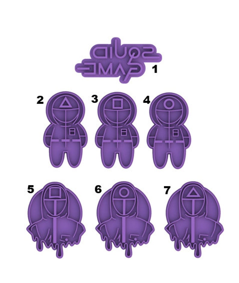 3D Printed Squid Game Character Cookie Cutters & Stamps SunshineT Shop