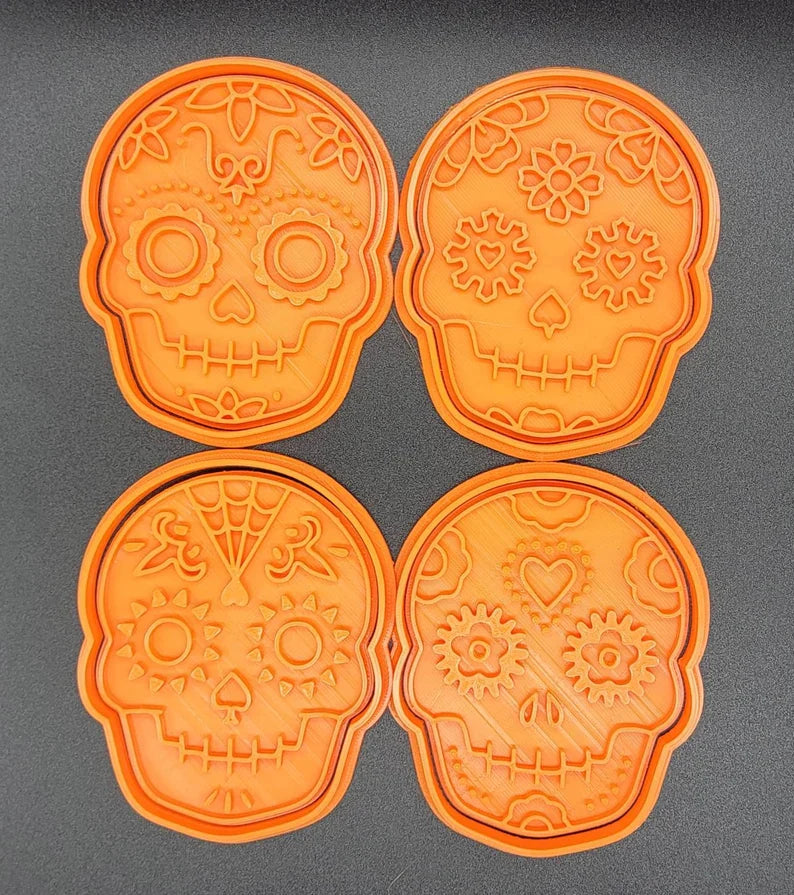 3D Printed Sugar Skull Cookie Cutters & Stamps SunshineT Shop