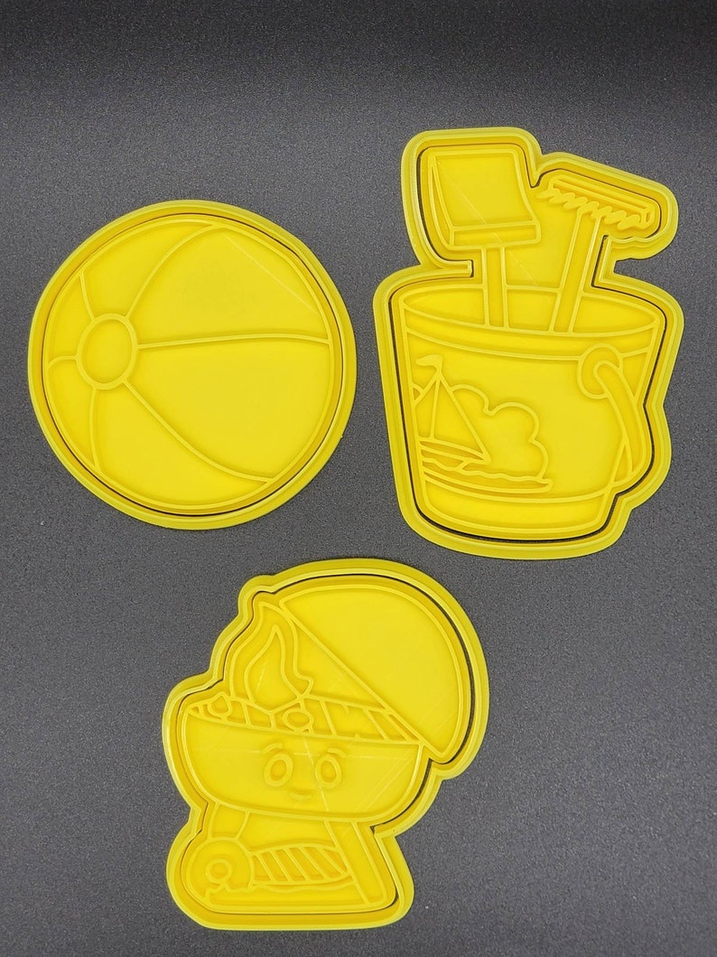 3D Printed Summer Beach Cookie Cutter & Stamps SunshineT Shop