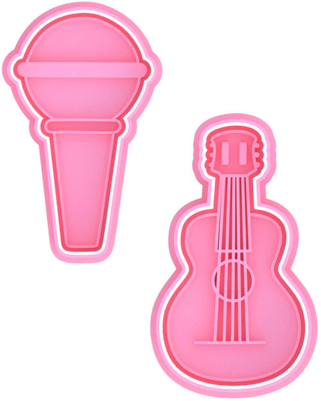 Guitar Microphone Cookie Cutter & Stamp